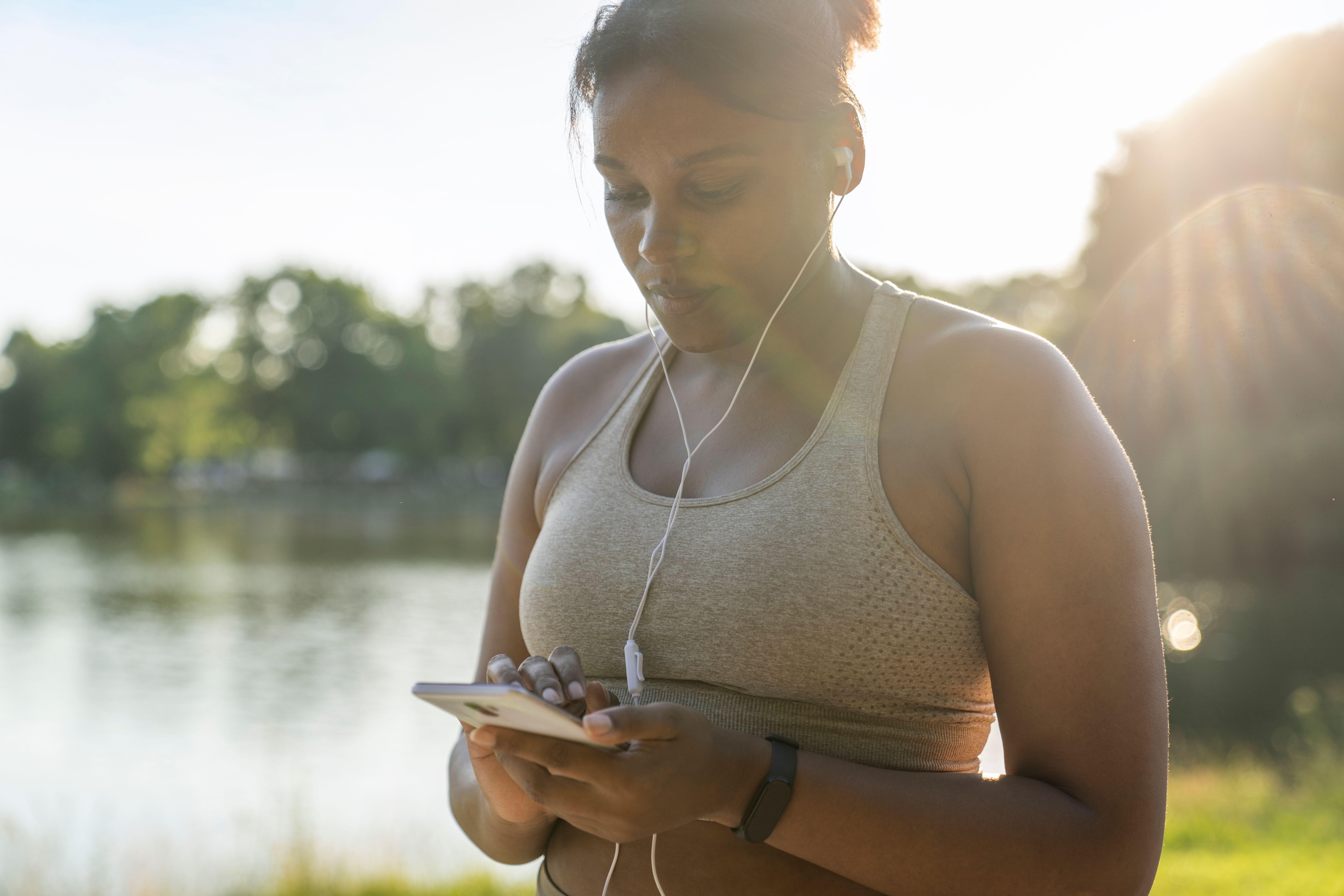 african american woman exercising as a form of RV self care
